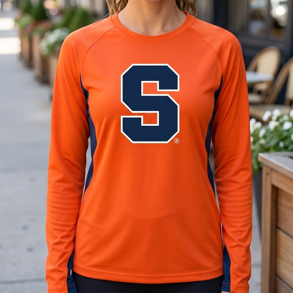 Campus Heritage Syracuse Orange Long Sleeve Performance Shirt Mens Orange Navy